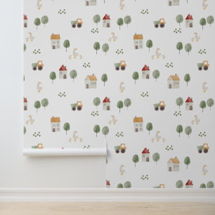 Papier Peint Motif de la ferme d'aquarelle