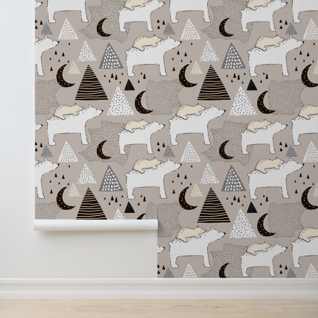 Papier Peint Motif de l'ours de bois du mignon Doodland (Application)