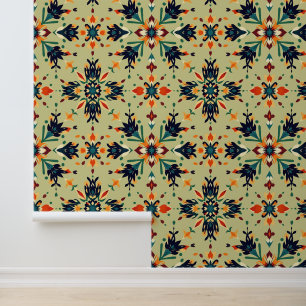 Papier Peint Motif de mandala floral complexe dans les tons de 