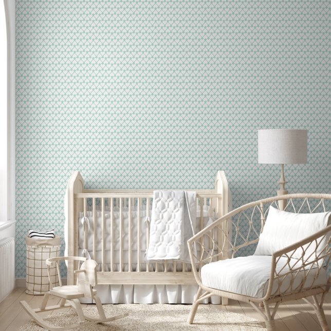Papier Peint Motif de Monnaie verte et de Coeurs blancs (Enfants)