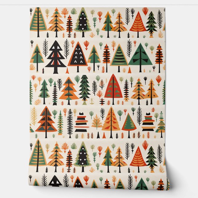 Papier Peint Motif de Noël d'art populaire scandinave (Déroulement)