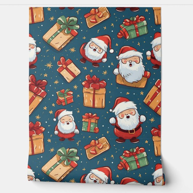 Papier Peint Motif de Noël Père Noël (Déroulement)