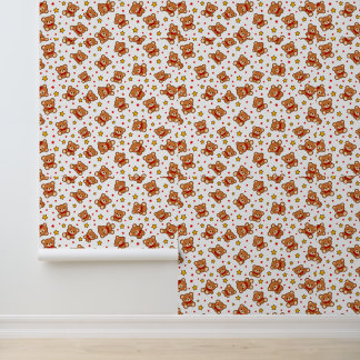 Papier Peint Motif de nounours kawaii et d'étoiles