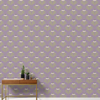 Papier Peint Motif de pétoncle floral sur violet