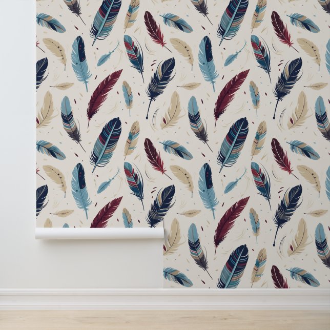 Papier Peint Motif de plume amérindienne Aztec (Application)