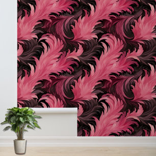 Papier Peint Motif de plumes roses et noires