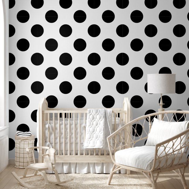 Papier Peint Motif de points Polka noir et blanc (Enfants)