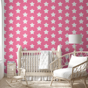 Papier Peint Motif de répétition rose rose pâle grande étoile