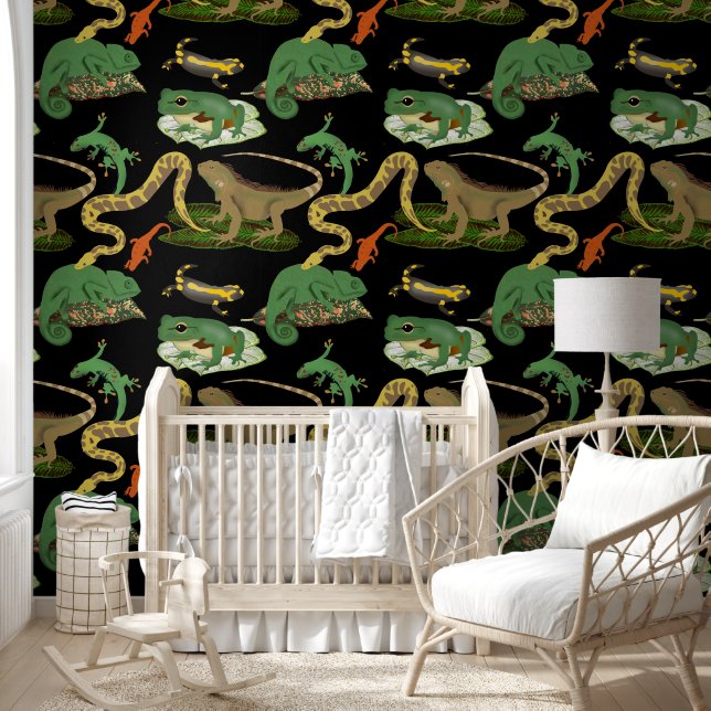Papier Peint Motif de reptiles, lézards et amphibiens (Enfants)