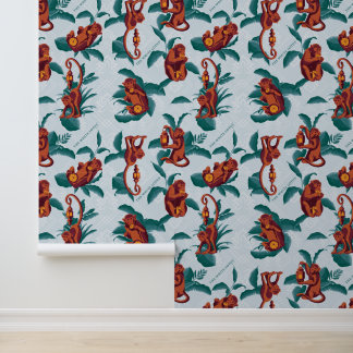 Papier Peint Motif de singes joueurs du Lotus Blanc