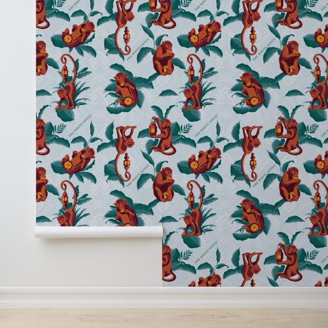 Papier Peint Motif de singes joueurs du Lotus Blanc (Application)