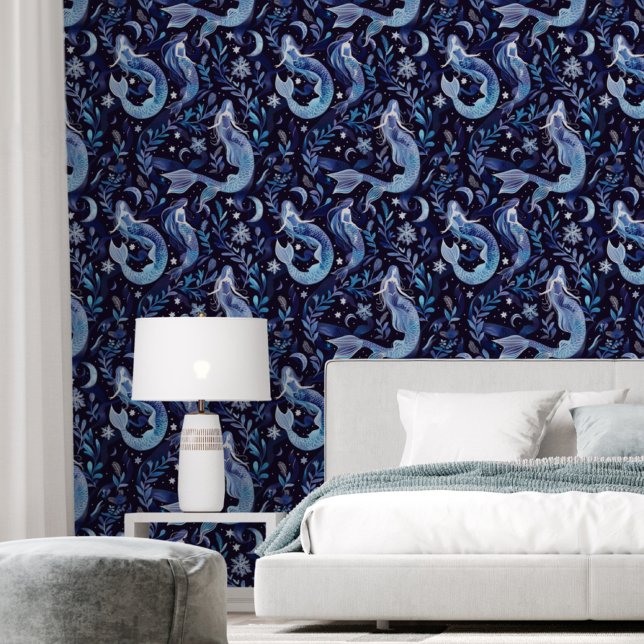 Papier Peint Motif de sirène bleu Imaginaire amovible (Créateur téléchargé)