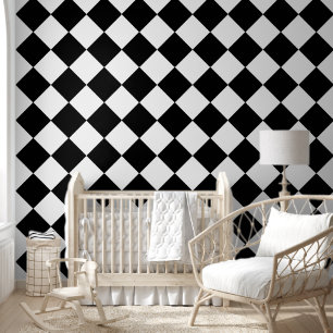 Papier Peint Motif de tableau de bord en diamant noir et blanc