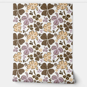 Papier Peint Motif de trèfle à quatre feuilles dessiné à la mai