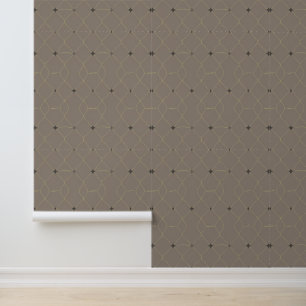 Papier Peint Motif de treillis géométrique minimaliste en Taupe