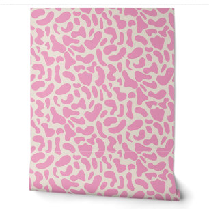 Papier Peint Motif de vache abstrait rose chaud