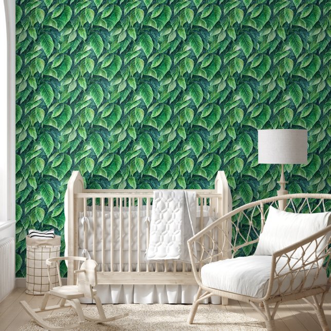 Papier Peint Motif de verdure de l'île tropicale jungle (Enfants)