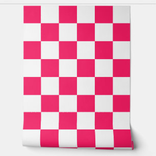 Papier Peint Motif de vérification blanc rose