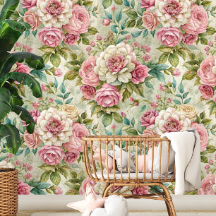 Papier Peint Motif d'Ephémère Florale Vintage