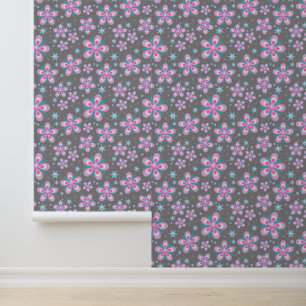 Papier Peint Motif des années 60 à la mode rose