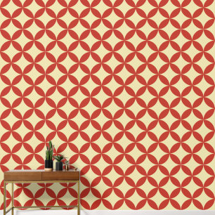 Papier peint motif design rétro rouge jaune 60s