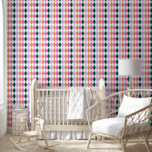 Papier Peint Motif Diamond coloré Retro BOHO Chic Abstrait