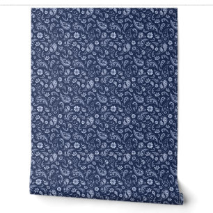 Papier Peint Motif d'impression bleu et blanc Vintage Paisley