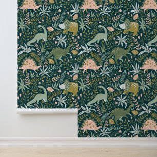 Papier Peint Motif Dinosaur Vert