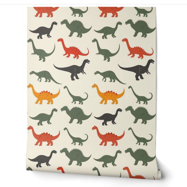 Papier Peint Motif Dinosaure coloré (Déroulement)
