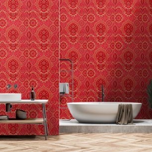 Papier Peint MOTIF d'or rouge ORIENTAL