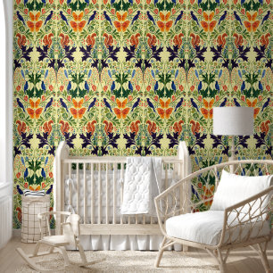 Papier Peint Motif Écureuils Oiseaux & Papillons