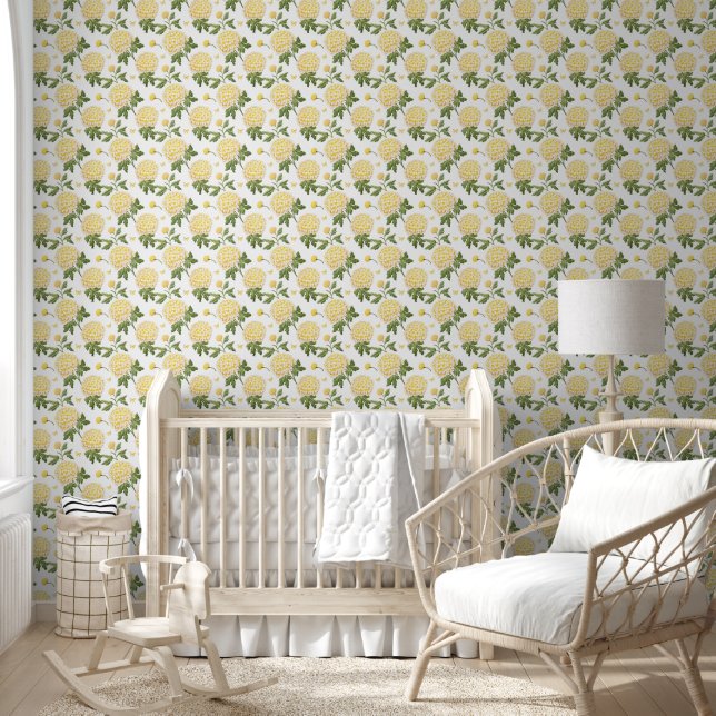Papier Peint Motif élégant de papillons de fleurs d'hydrangea j (Enfants)
