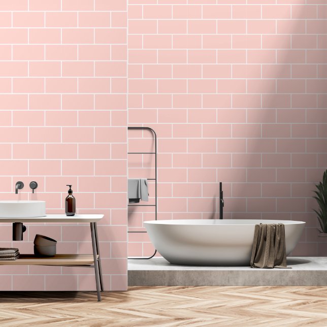 Papier Peint Motif en brique Pink (Salle de bain)