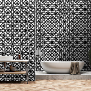 Papier Peint Motif entrelacé Art Déco noir et blanc
