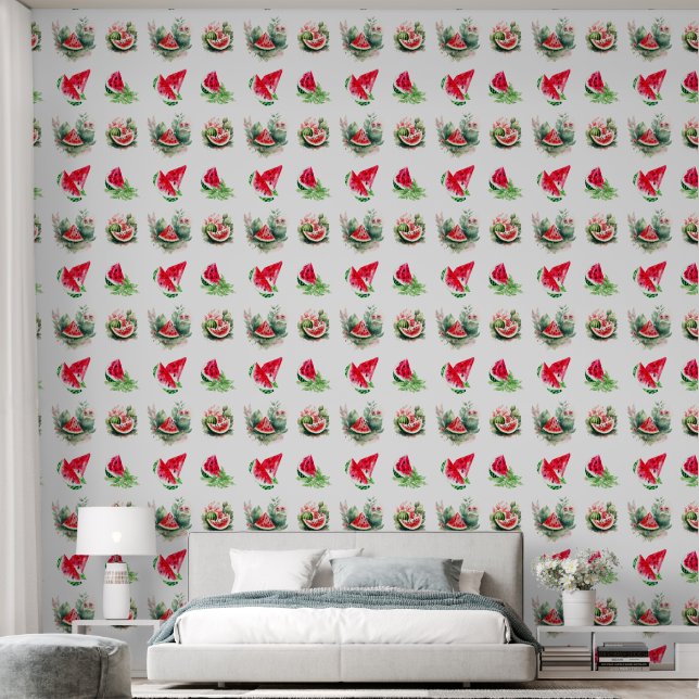 Papier Peint Motif Été Pastèque (Chambre à coucher)