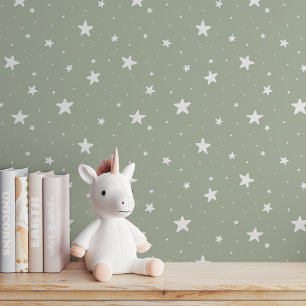 Papier Peint Motif étoilé rêveur boho chambre de garçons vert s