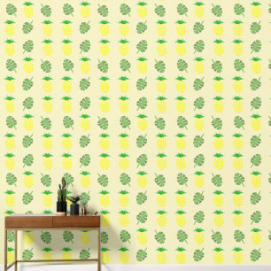 Papier Peint Motif Feuilles d'Ananas et de Palmier pour l'Été T