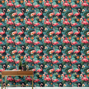 Papier Peint Motif flamant rose carrelé mignon