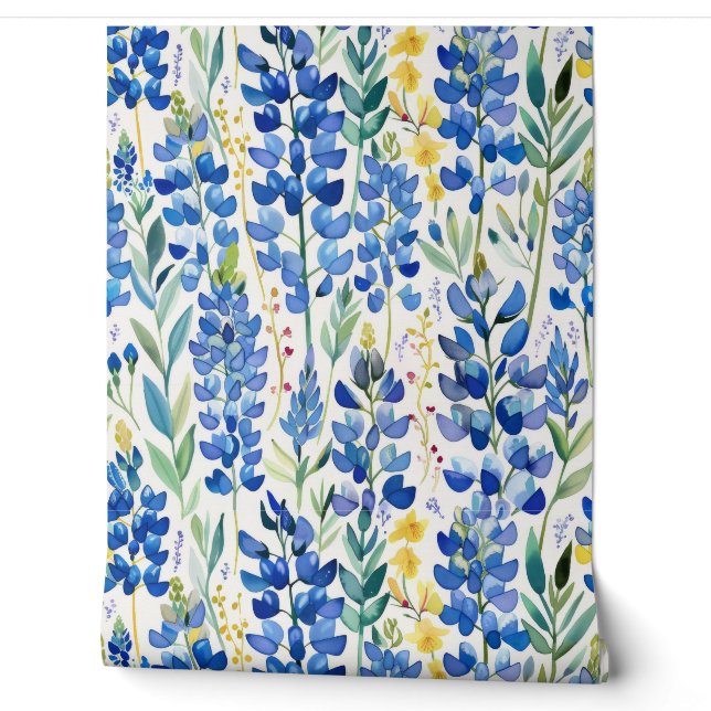 Papier Peint Motif Fleur sauvage bleu du Texas Bluebonnet (Déroulement)