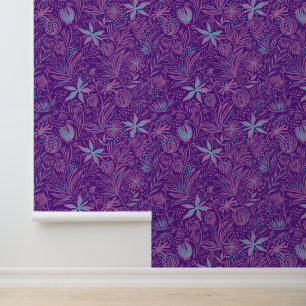 Papier Peint Motif Floral Aquarelle violette élégant