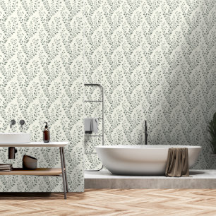 Papier Peint Motif floral bohème minimaliste crème sauge élégan