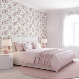 Papier Peint Motif floral botanique de fleurs sauvages pastel