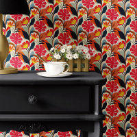 Motif floral d'art folklorique coloré
