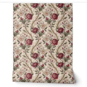 Papier Peint Motif floral de rose et damas victorien vintage Ar