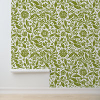 Motif Floral Joli Vert Blanc Antique Look
