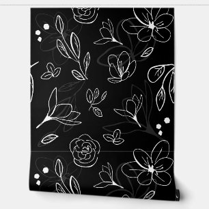 Papier Peint Motif floral minimal monochromatique contemporain