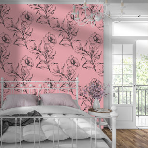 Papier Peint Motif floral moderne simple rose pastel