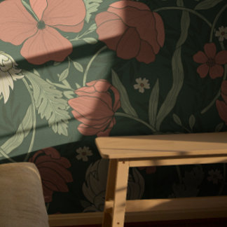 Papier Peint Motif floral rouge de William Morris