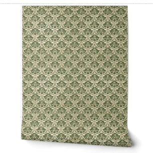 Papier Peint Motif Floral Vert Ornements Vintages Rétro