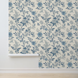 Papier Peint Motif floral vintage bleu